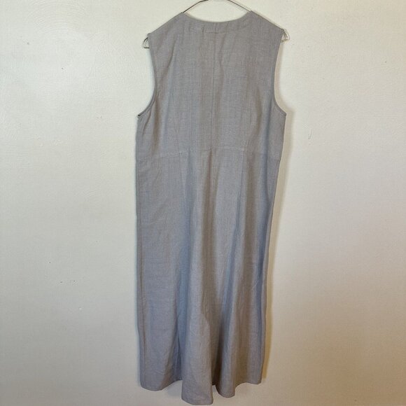 Vtg Valarie Stevens Beige Maxi Dress Linen Button Up Womens 12 Shift Lagenlook - Picture 6 of 8